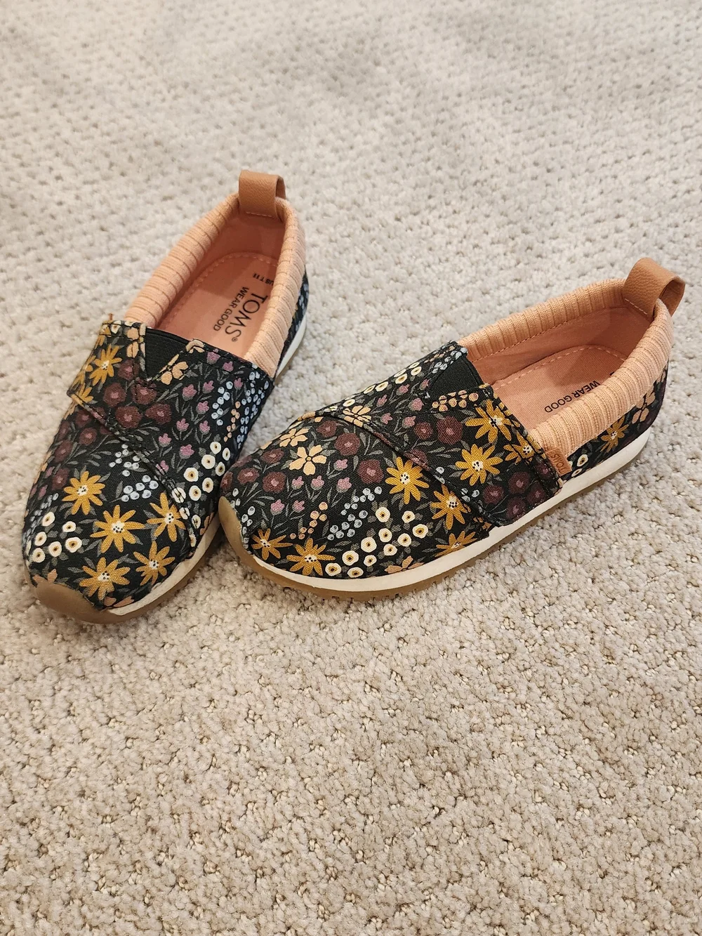 TOMS Kids Floral Slip-On Shoes